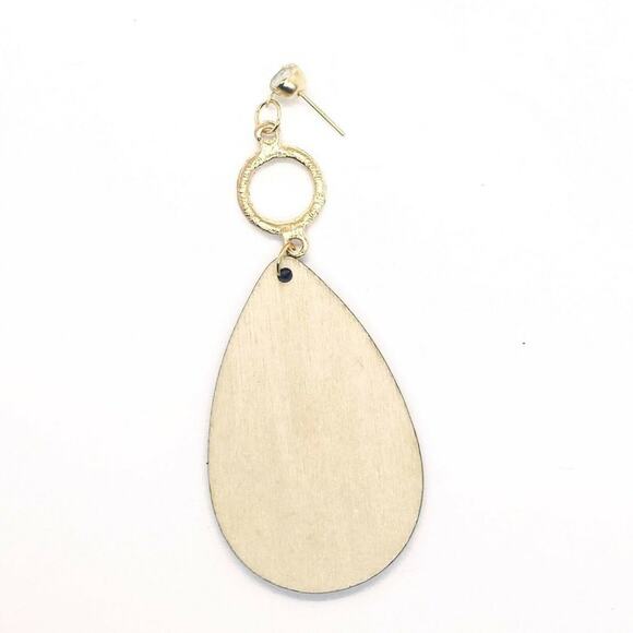 Gold-Tone Rhinestone Painted Wood Dangle Earrings - Picture 5 of 5